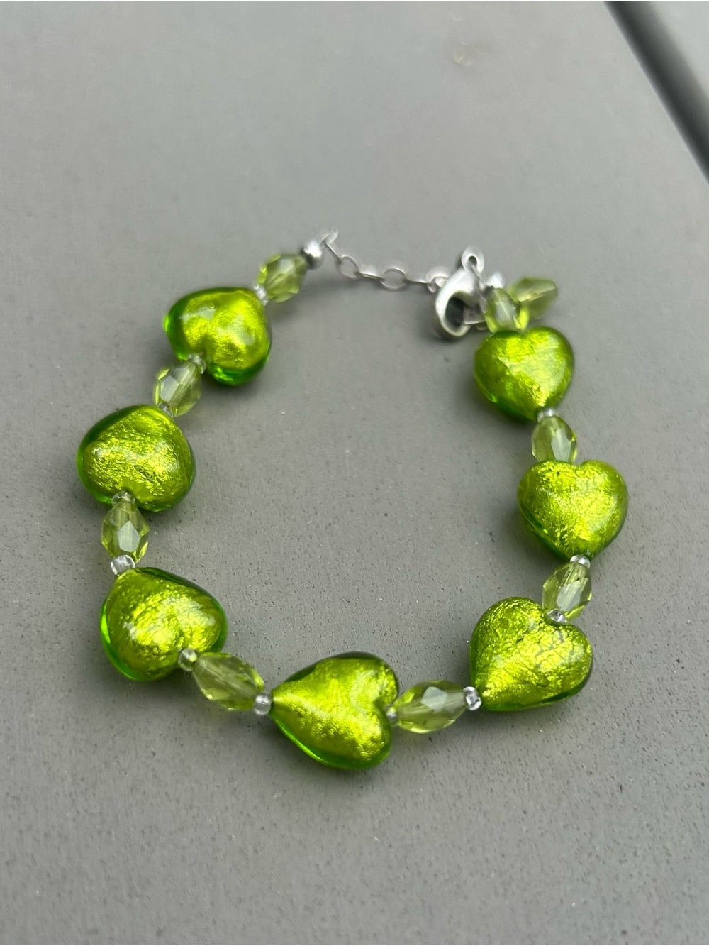 Vintage Lucky Clover Green Murano glass Bracelet